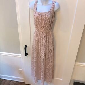 LIBERTY LOVE dusty rose pink‎ chevron lace crochet maxi dress woman’s size S